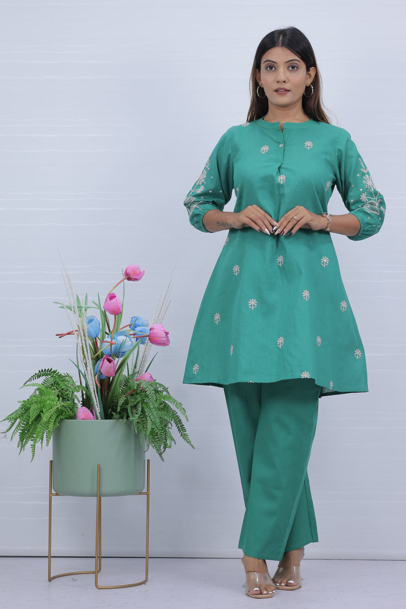 Aarika Green Embroidered Co-Ord Set