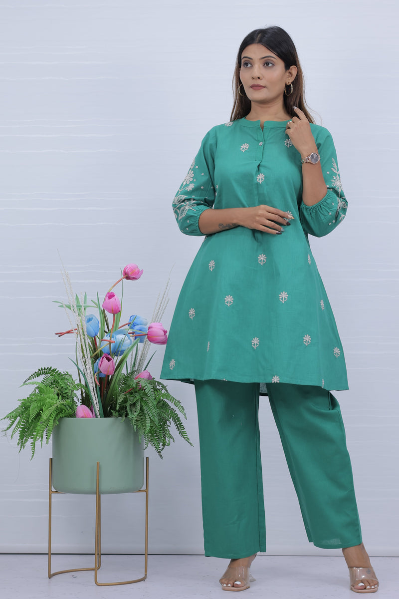 Aarika Green Embroidered Co-Ord Set