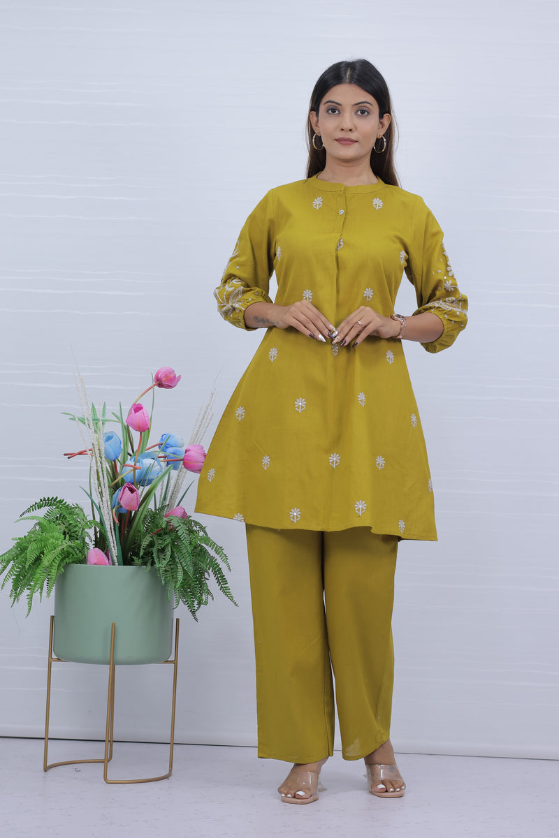 Aarika Yellow Embroidered Co-Ord Set