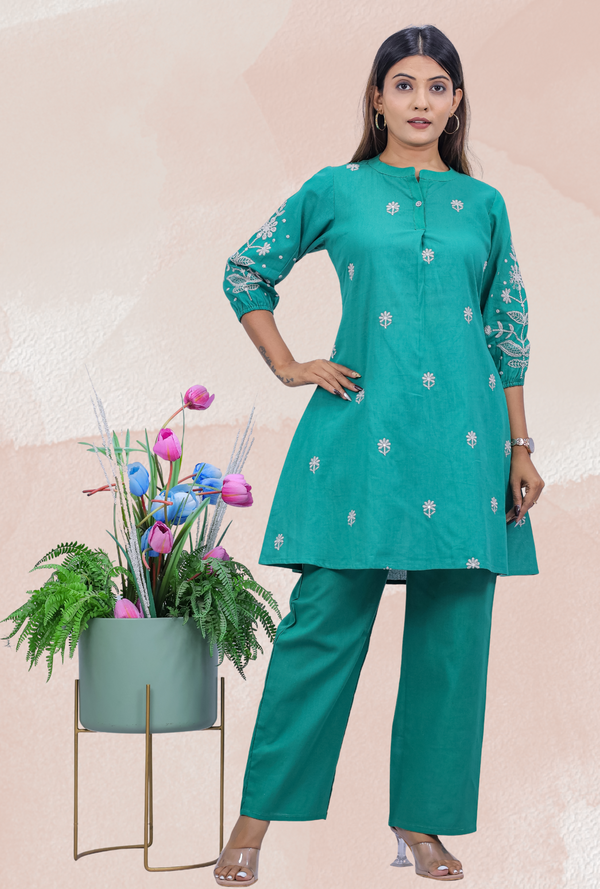 Aarika Green Embroidered Co-Ord Set