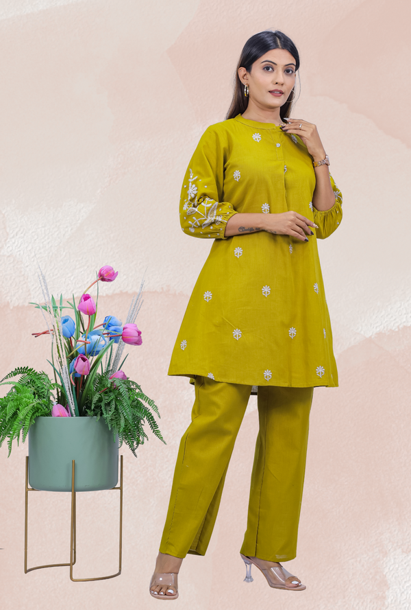 Aarika Yellow Embroidered Co-Ord Set