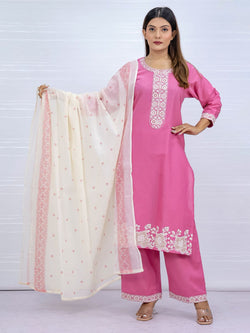 Tara Pink Cotton Suit Set