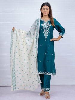 Tara Dark Green Cotton Suit Set