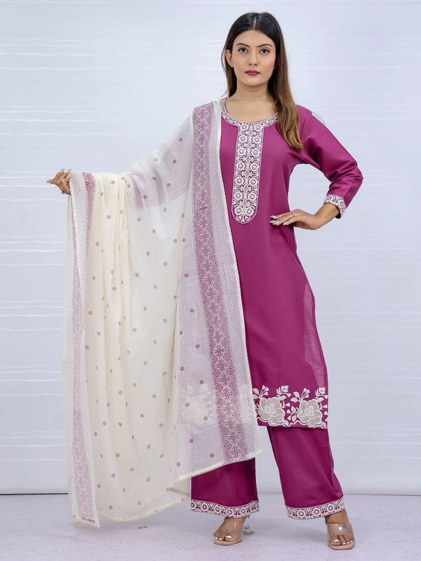 Tara magenta Cotton Suit Set
