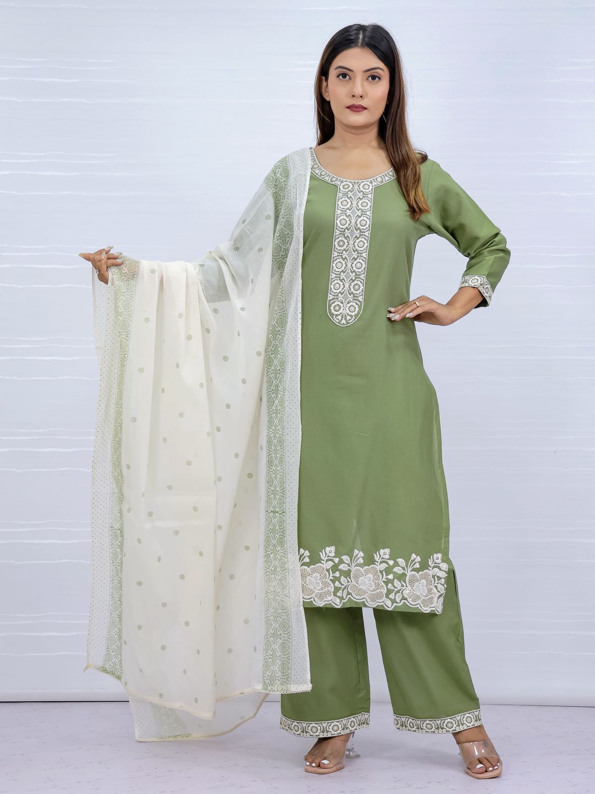 Tara Green Cotton Suit Set