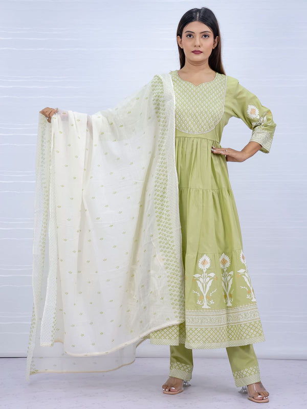 Aarohi Pista Pure Cotton Suit Set