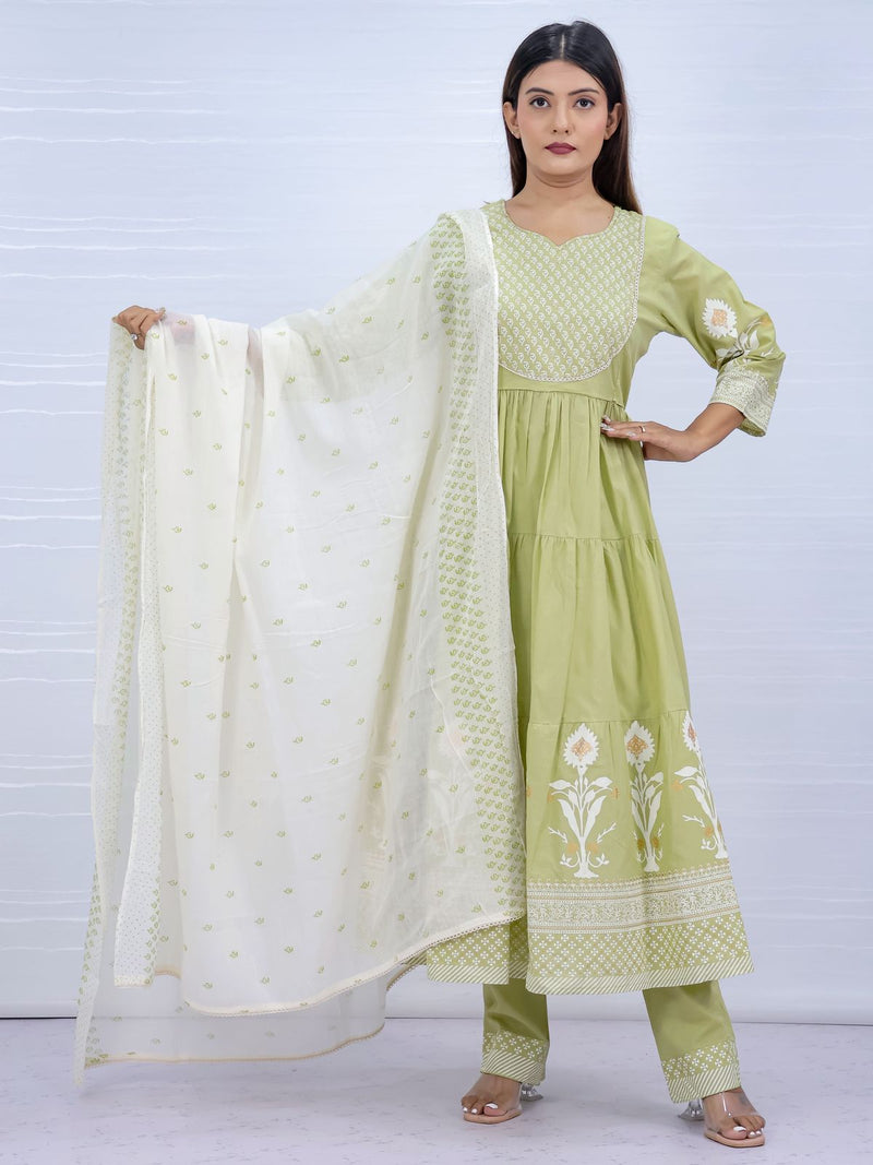 Aarohi Pista Pure Cotton Suit Set