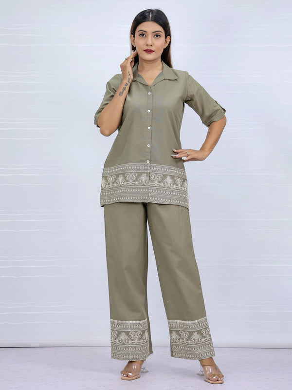 Brezze Olive Green Flex Cotton Co-ord set