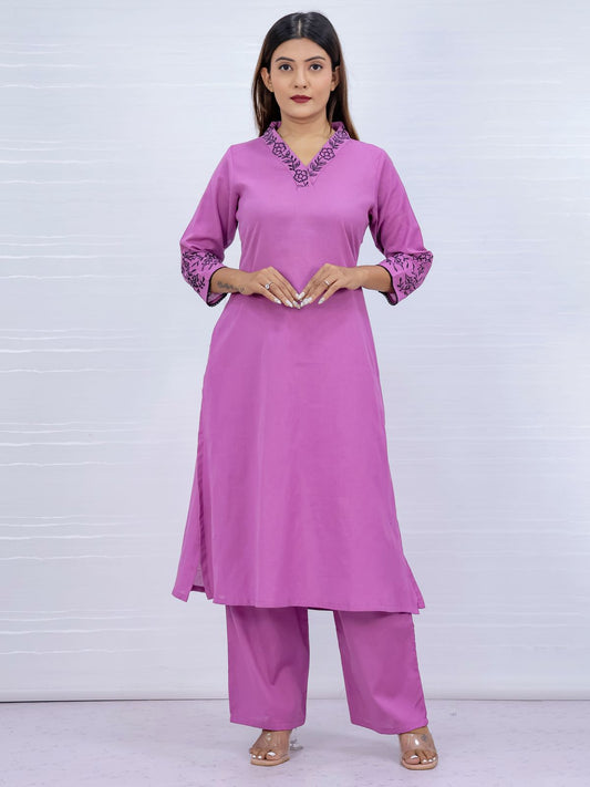 Misri Pink Cotton Kurti Plazo