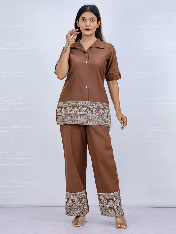 Brezze Brown Flex Cotton Co-ord set