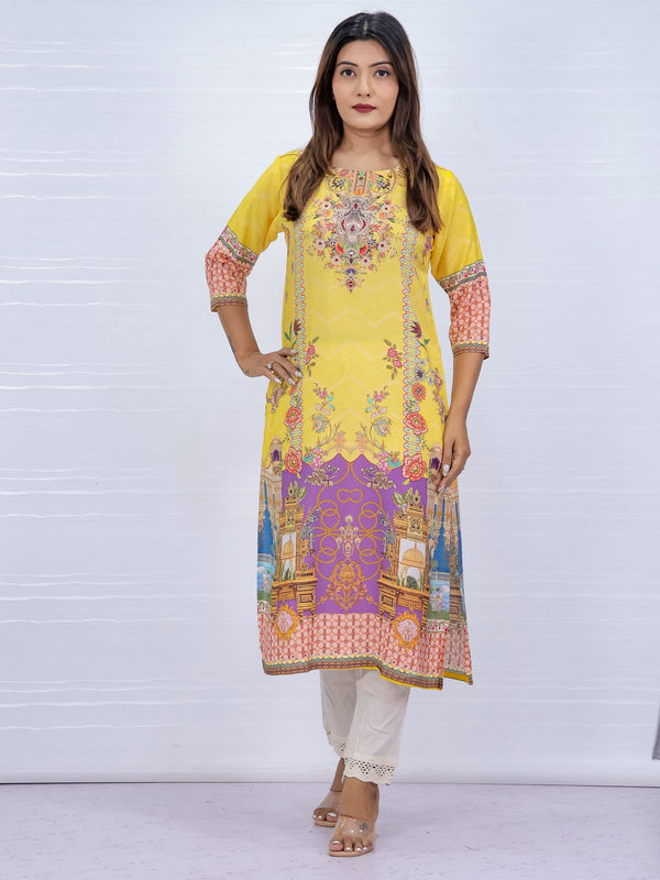 Damini Yellow Straight Kurti